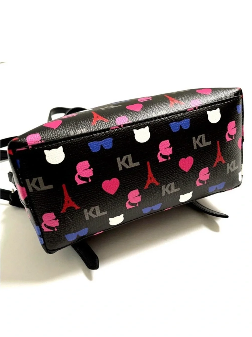 New Karl Lagerfeld Paris Maybelle Backpack - Eiffel Tower and Cat Glasses Print